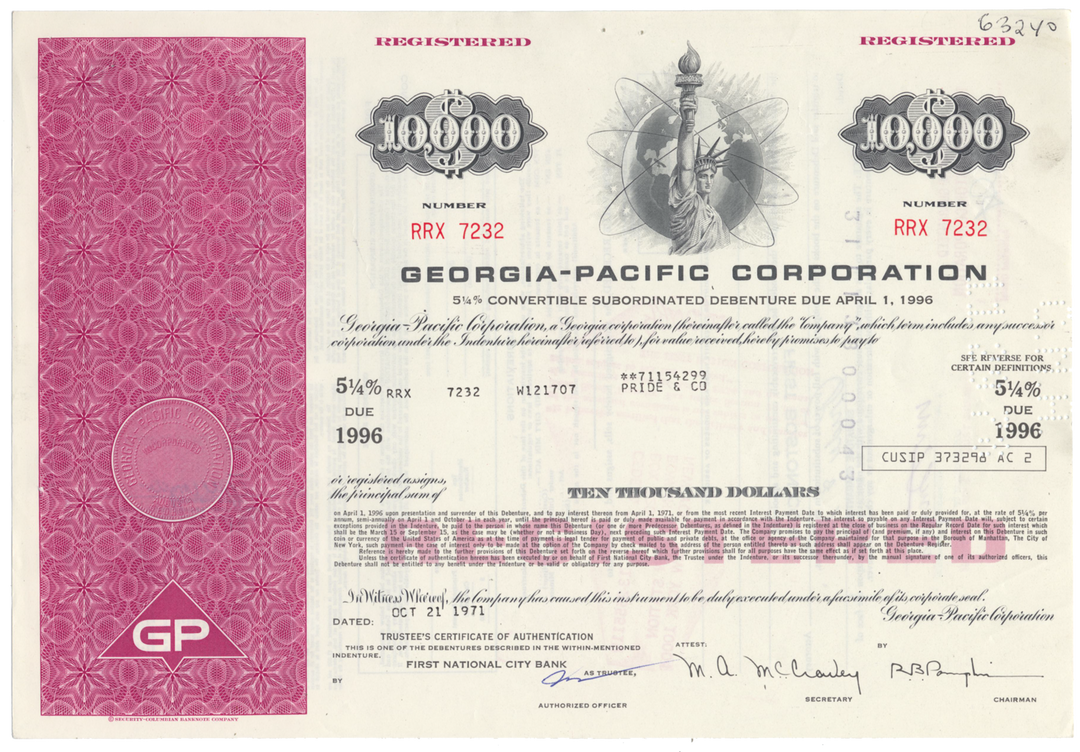 Georgia-Pacific Corporation Bond Certificate