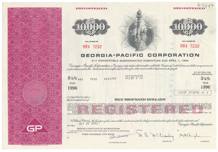 Georgia-Pacific Corporation Bond Certificate