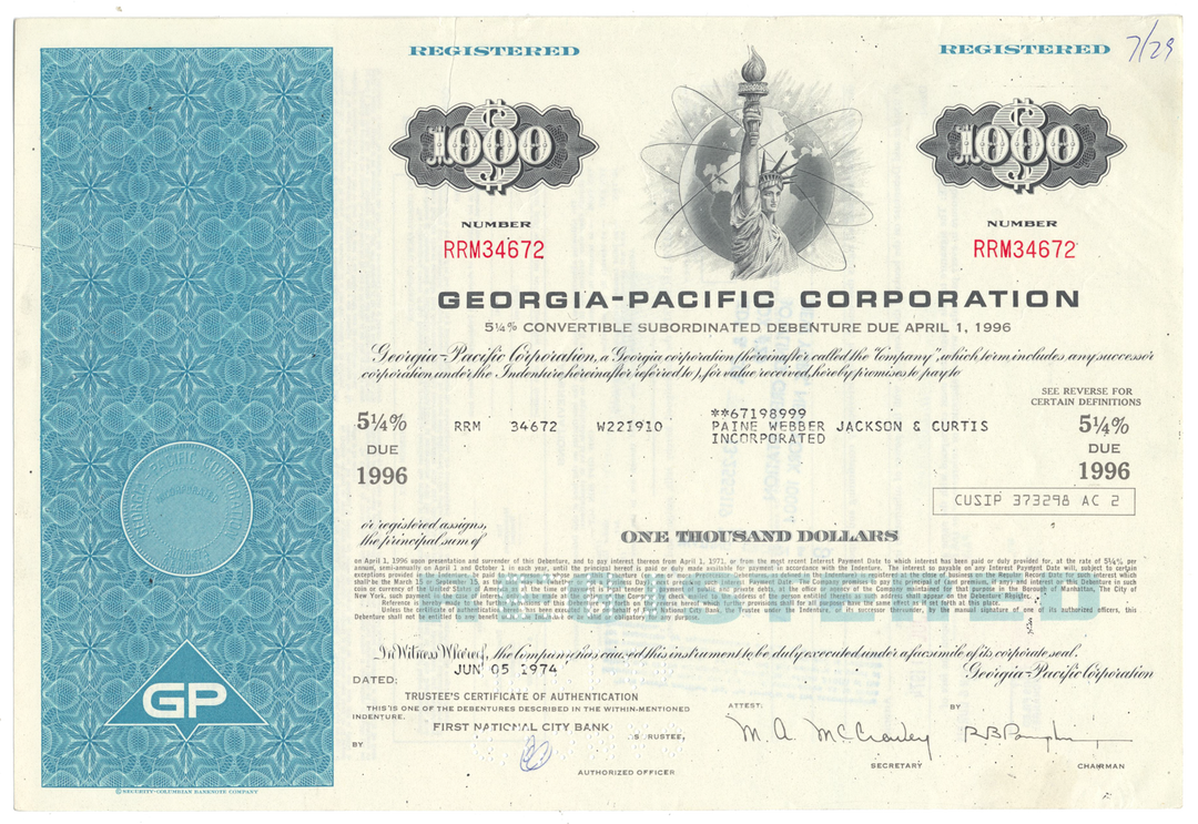 Georgia-Pacific Corporation Bond Certificate