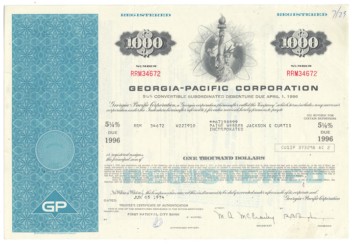 Georgia-Pacific Corporation Bond Certificate