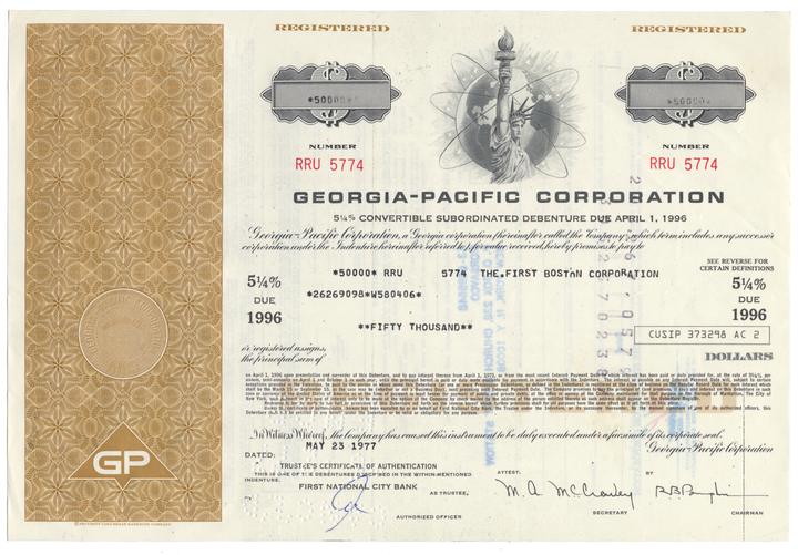 Georgia-Pacific Corporation Bond Certificate