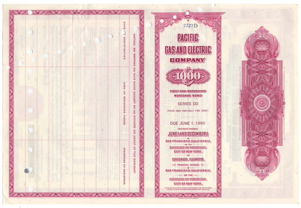 Pacific Gas and Electric Company Bond Certificate