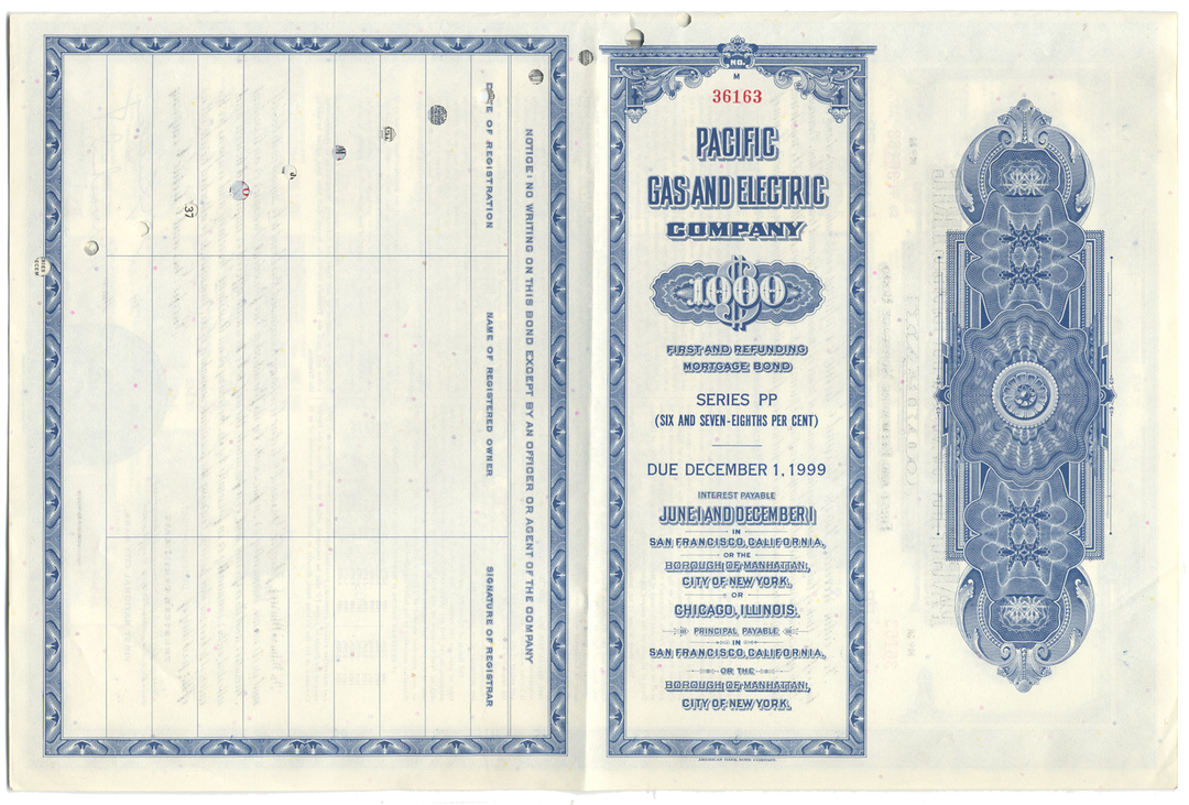 Pacific Gas and Electric Company Bond Certificate