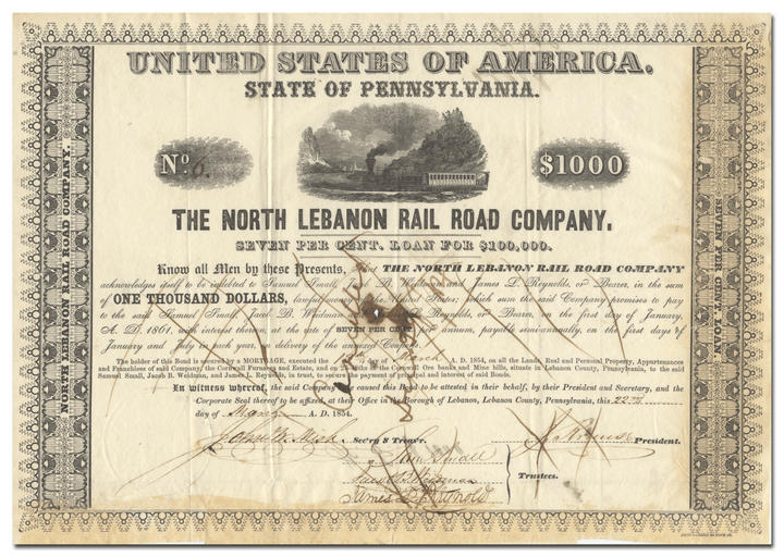 North Lebanon Rail Road Company Stock Certificate