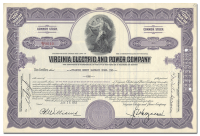 Virginia Electric and Power Company Stock Certificate