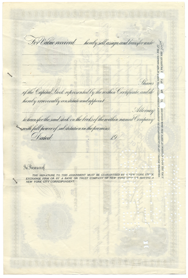 Home Insurance Company Stock Certificate