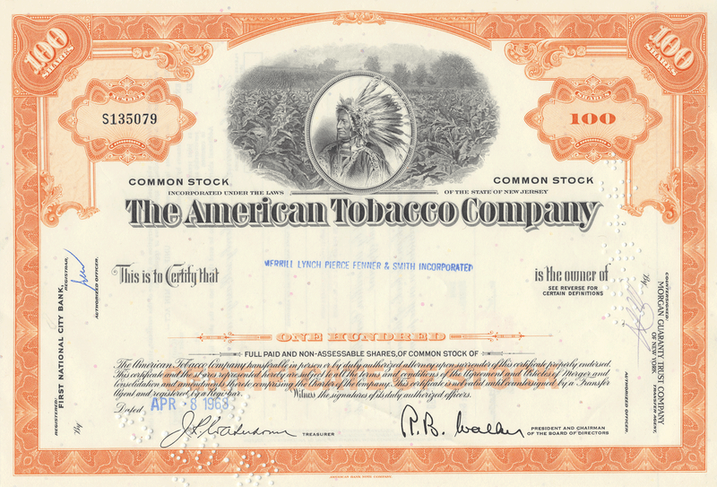 American Tobacco Company Stock Certificate