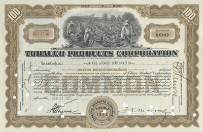 Tobacco Products Corporation Stock Certificate