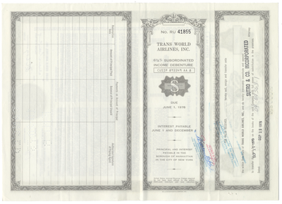 Trans World Airlines, Inc. Bond Certificate