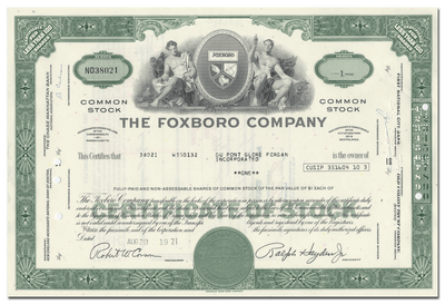 Foxboro Company Stock Certificate