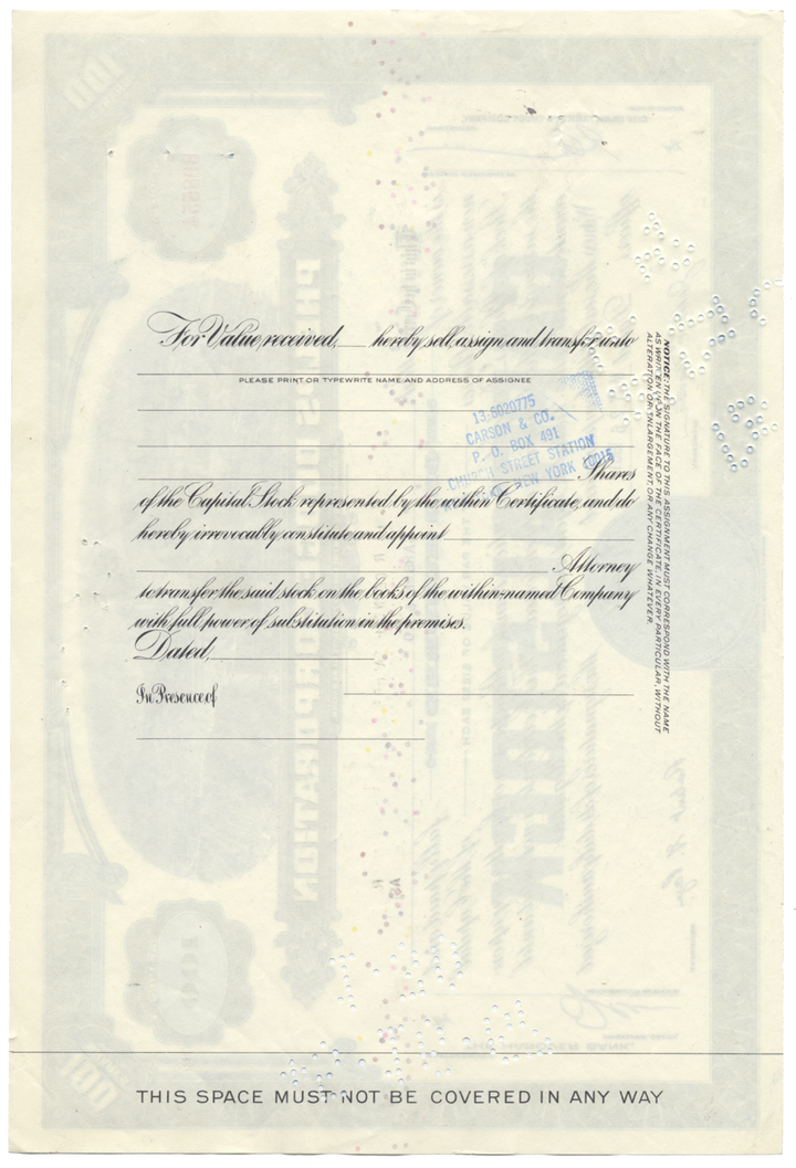 Phelps Dodge Corporation Stock Certificate