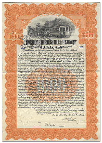 Twenty-Third Street Railway Company Bond Certificate