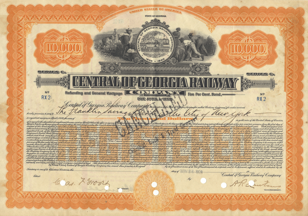 Central of Georgia Railway Company Bond Certificate