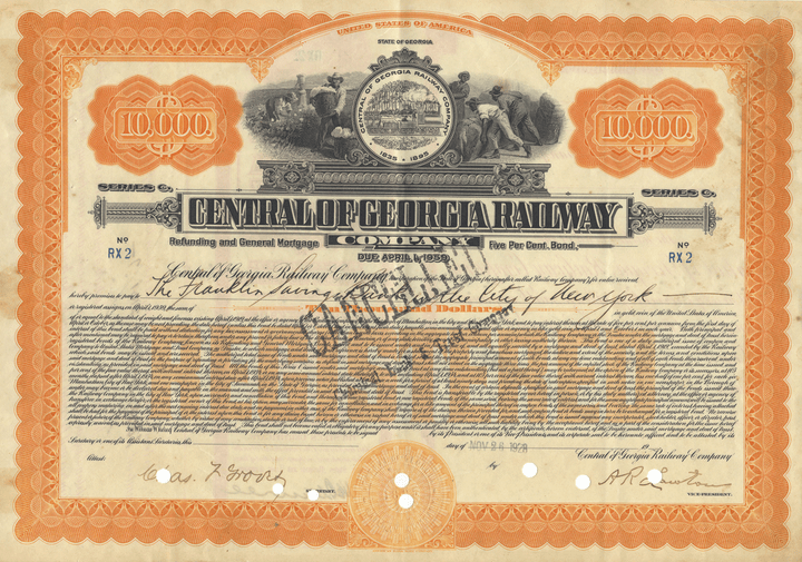 Central of Georgia Railway Company Bond Certificate