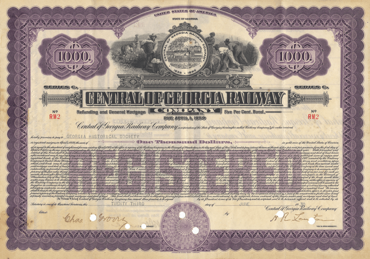 Central of Georgia Railway Company Bond Certificate