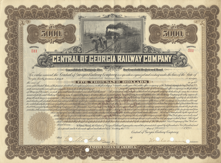 Central of Georgia Railway Company Bond Certificate