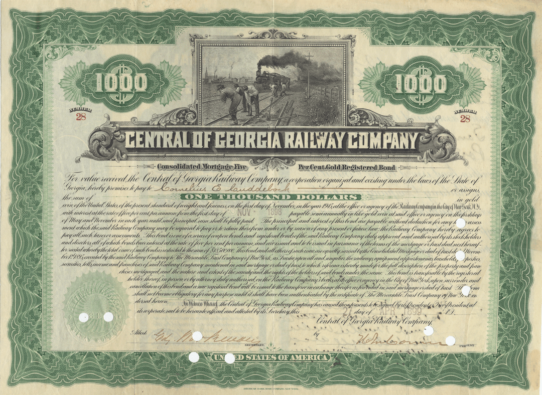 Central of Georgia Railway Company Bond Certificate