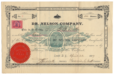 Dr. Nelson Company Stock Certificate