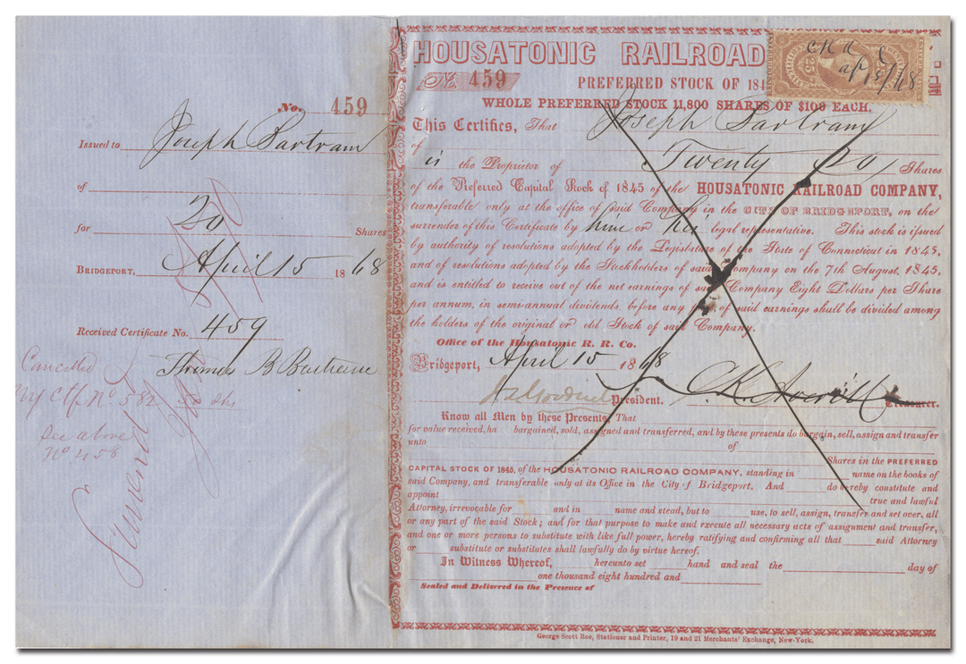 Housatonic Railroad Company Stock Certificate