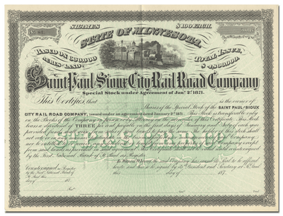 Saint Paul and Sioux City Rail Road Company Stock Certificate