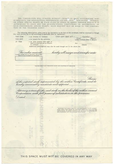 Studebaker-Worthington, Inc. Stock Certificate
