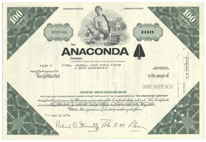 Anaconda Company Stock Certificate