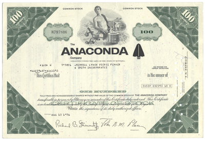 Anaconda Company Stock Certificate