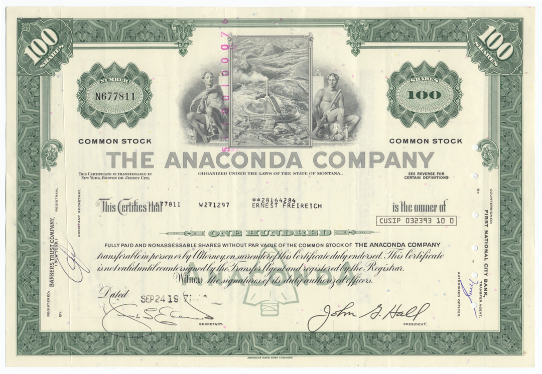 Anaconda Company Stock Certificate