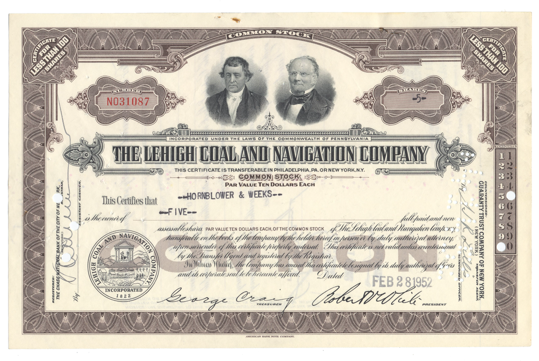 Lehigh Coal and Navigation Company Stock Certificate