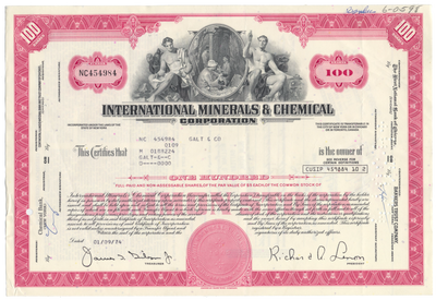 International Minerals & Chemical Corporation Stock Certificate