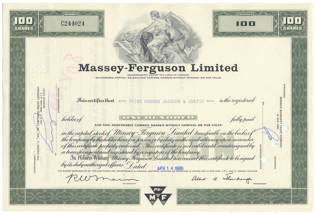 Massey-Ferguson Limited Stock Certificate