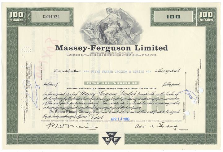 Massey-Ferguson Limited Stock Certificate