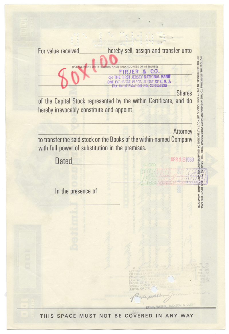 Massey-Ferguson Limited Stock Certificate
