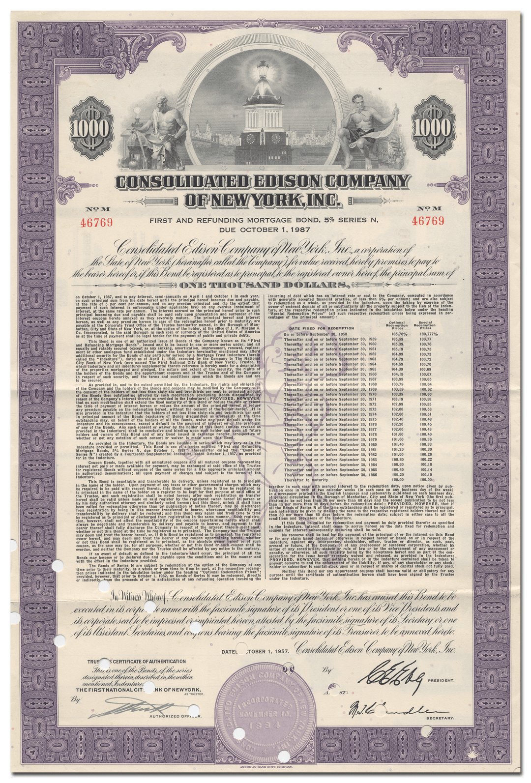 Consolidated Edison Company of New York, Inc. Bond Certificate