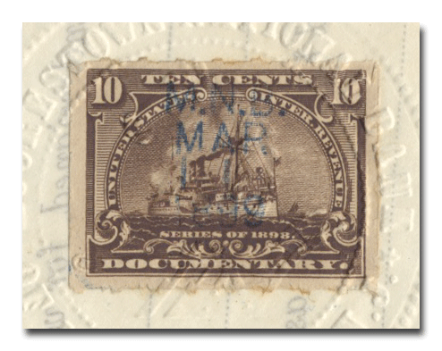 Moorestown National Bank Stock Certificate (Revenue Stamp)