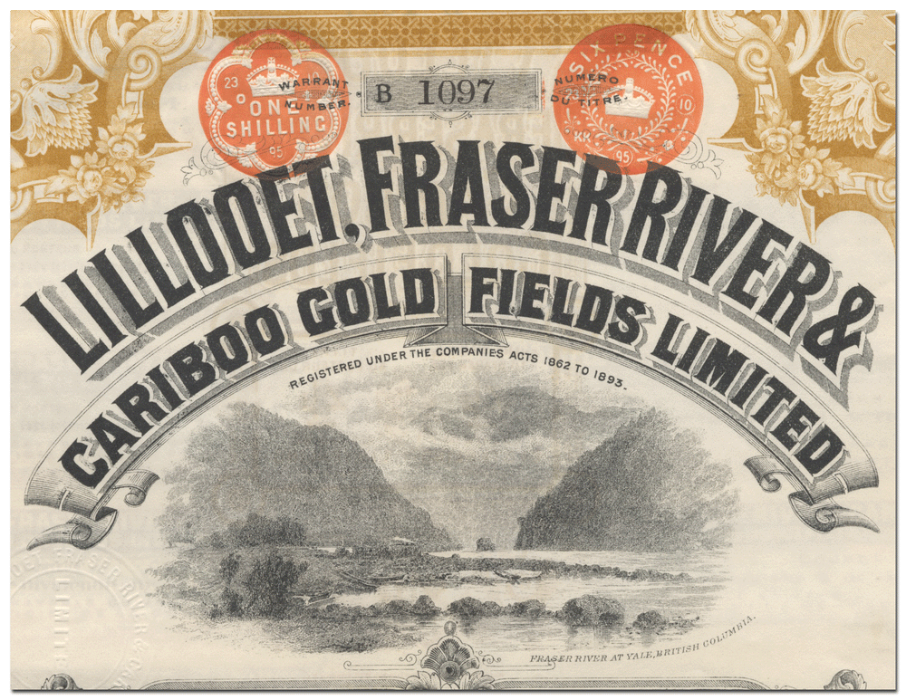 Lilloett, Fraser River & Cariboo Gold Fields Limited Bond Certificate