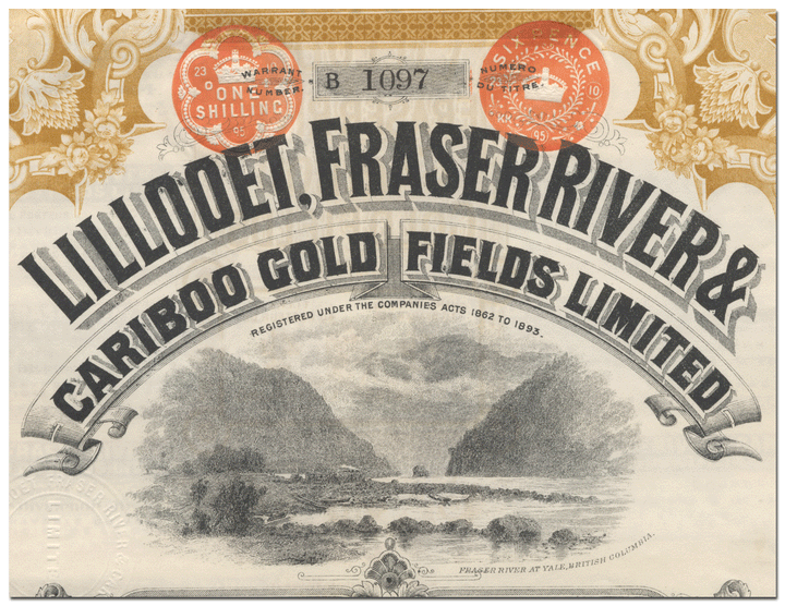 Lilloett, Fraser River & Cariboo Gold Fields Limited Bond Certificate