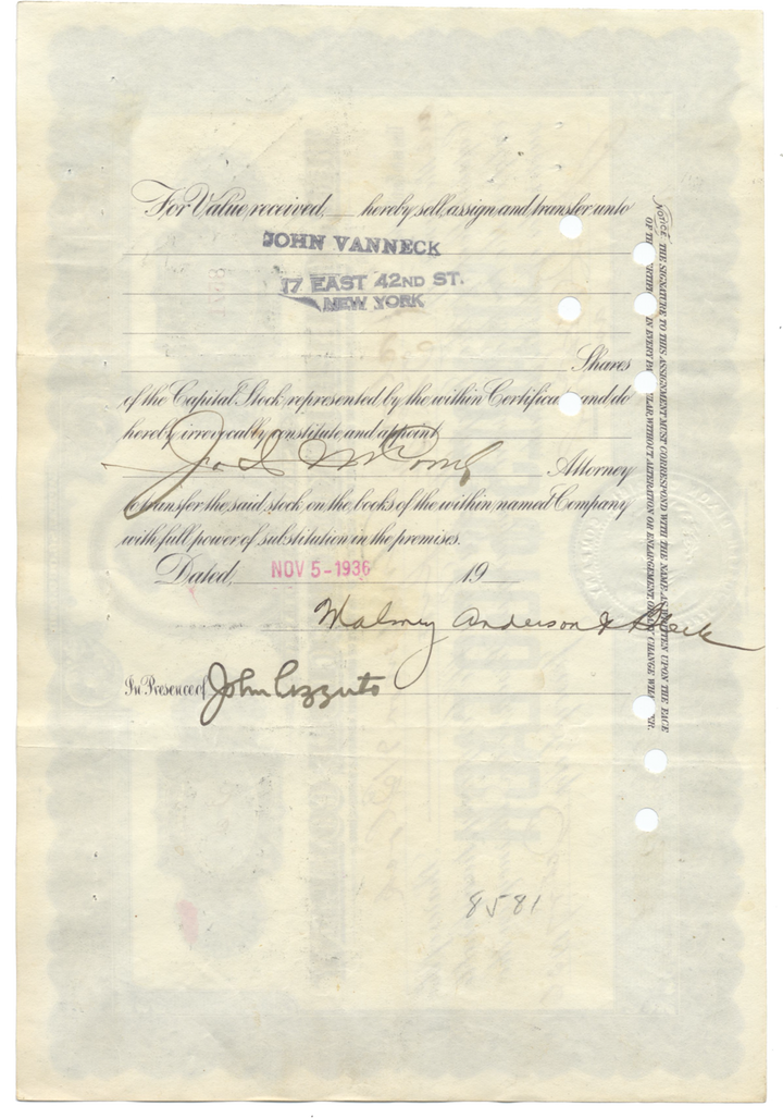 Joseph Dixon Crucible Company Stock Certificate