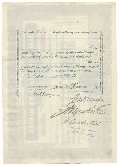 Tramp Consolidated Mining Company Stock Certificate