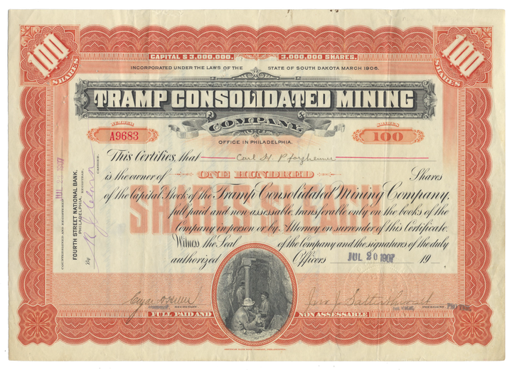 Tramp Consolidated Mining Company Stock Certificate