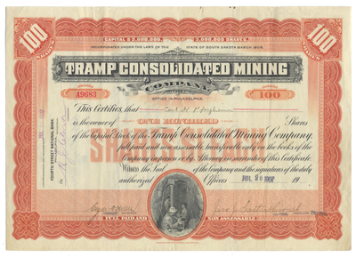 Tramp Consolidated Mining Company Stock Certificate