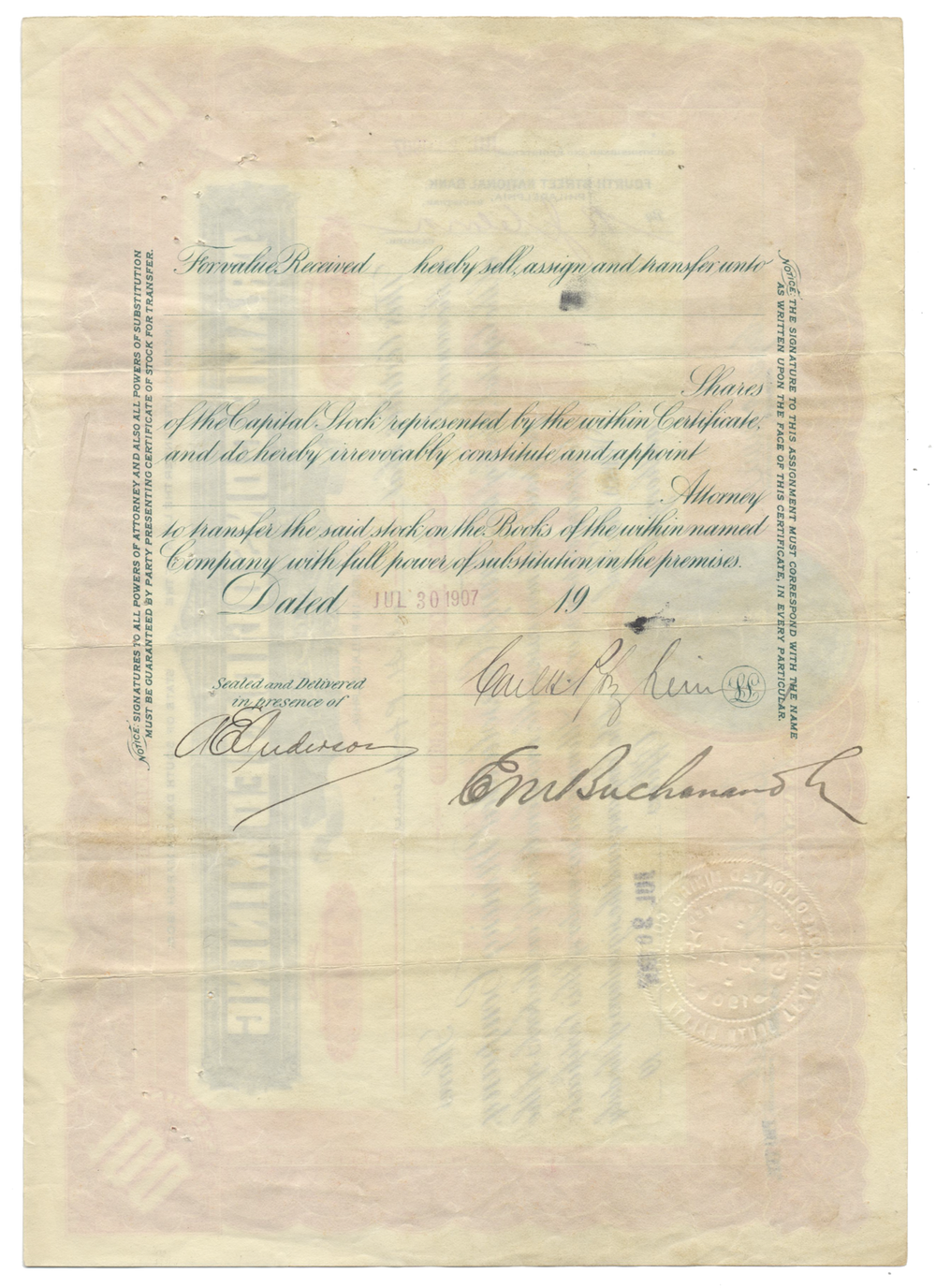 Tramp Consolidated Mining Company Stock Certificate