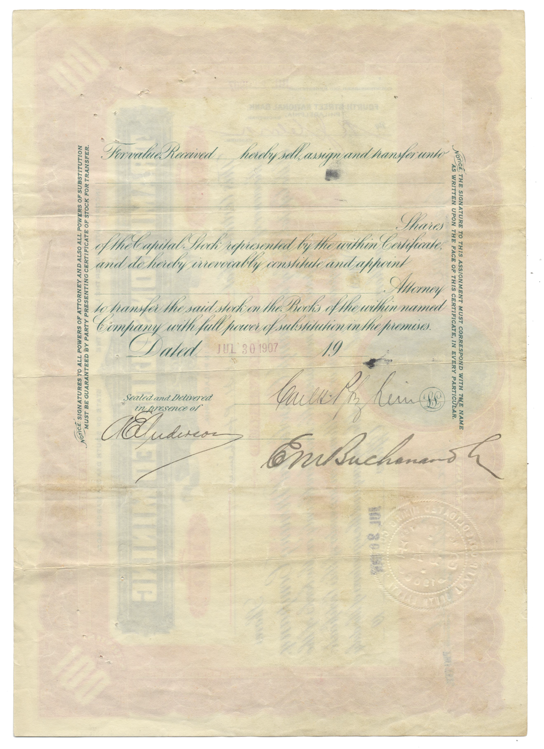 Tramp Consolidated Mining Company Stock Certificate