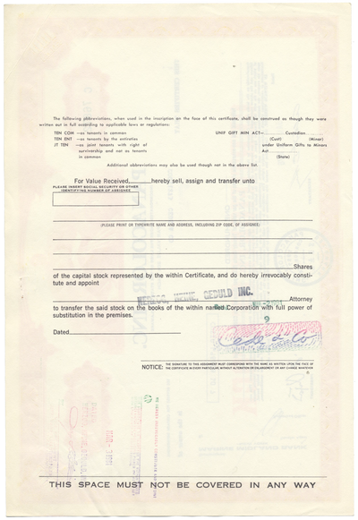 Panacolor, Inc. Stock Certificate