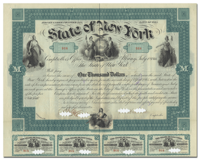 State of New York Bounty Bond Certificate