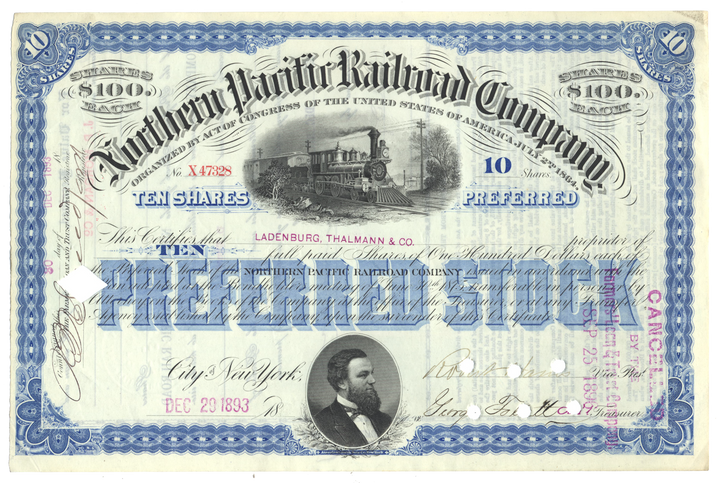 Northern Pacific Railroad Company Stock Certificate