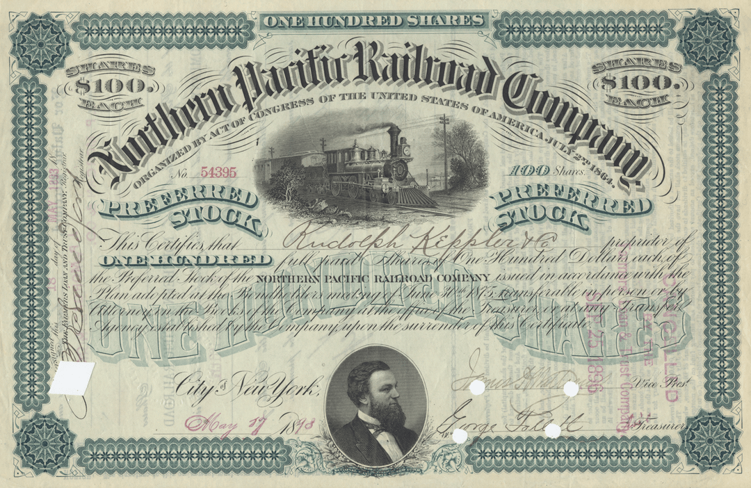 Northern Pacific Railroad Company Stock Certificate