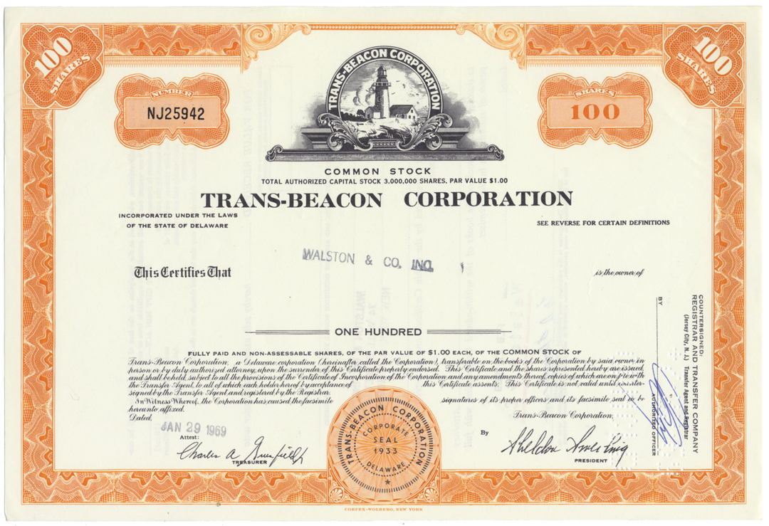 Trans-Beacon Corporation Stock Certificate