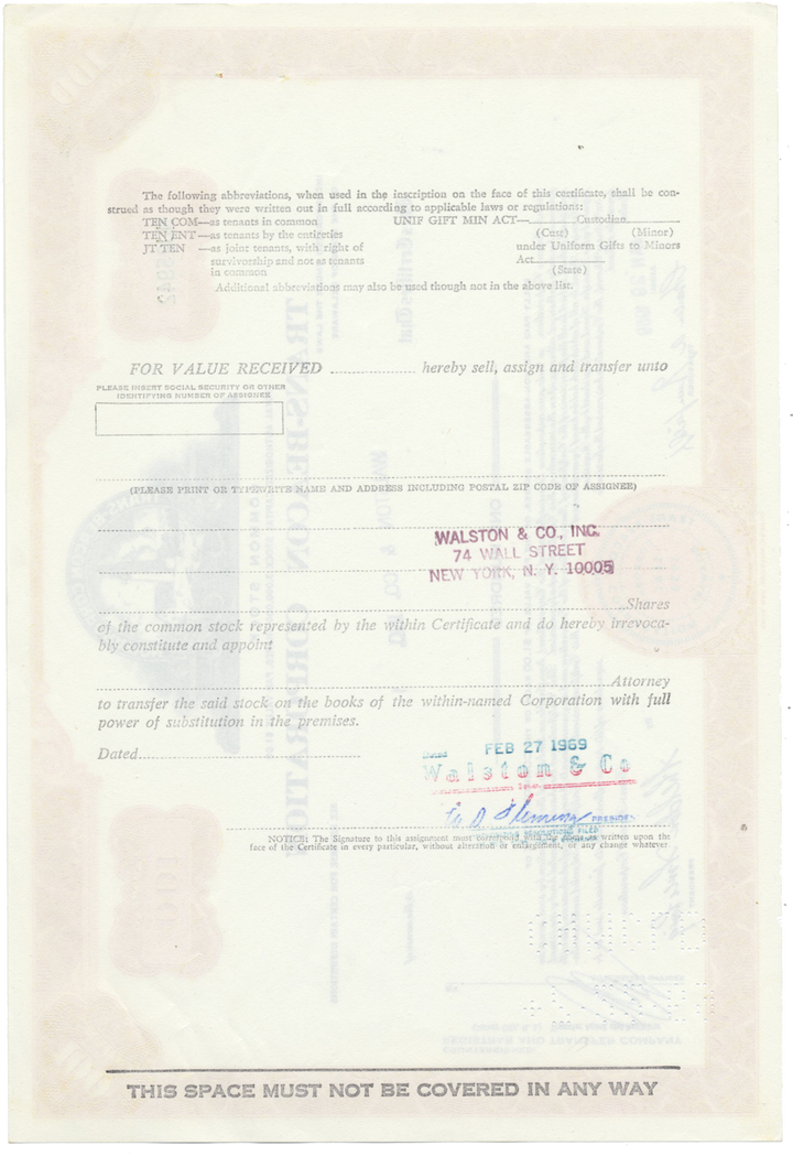 Trans-Beacon Corporation Stock Certificate