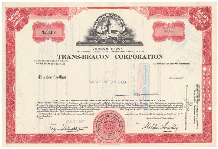 Trans-Beacon Corporation Stock Certificate